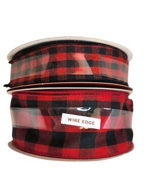 Buffalo Plaid Ribbon Wire Edge Place & Time 2.5 Inch 1.5 Inch